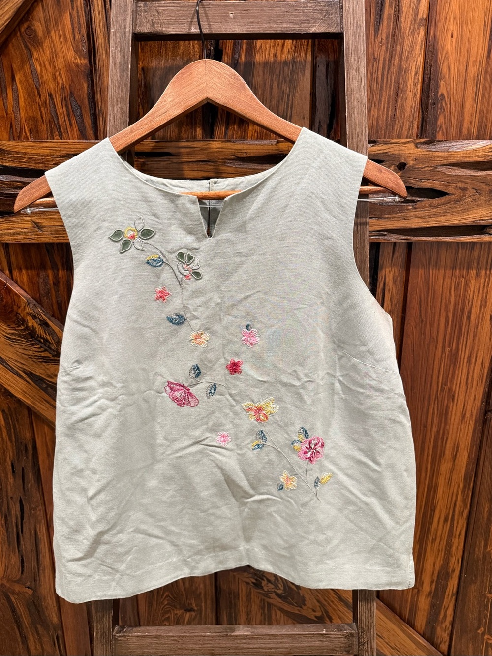 Embroidered Light Sage Sleeveless Women's Camisole